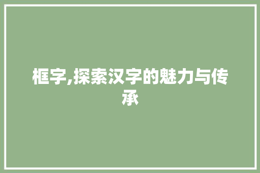 框字,探索汉字的魅力与传承
