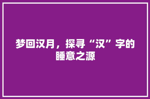 梦回汉月，探寻“汉”字的睡意之源