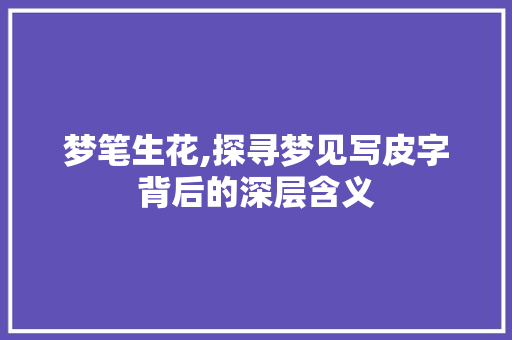梦笔生花,探寻梦见写皮字背后的深层含义