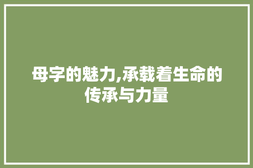 母字的魅力,承载着生命的传承与力量