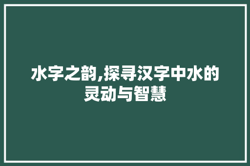 水字之韵,探寻汉字中水的灵动与智慧