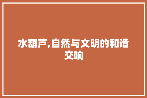 水葫芦,自然与文明的和谐交响