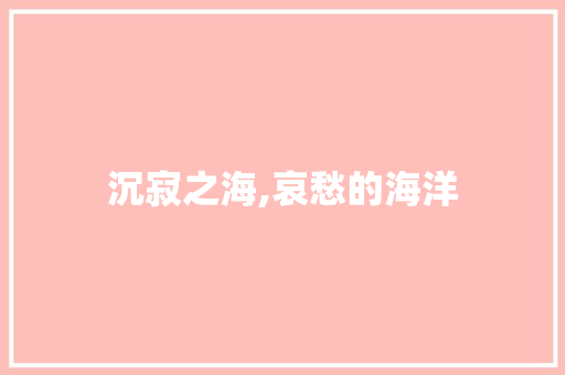 沉寂之海,哀愁的海洋