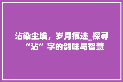 沾染尘埃，岁月痕迹_探寻“沾”字的韵味与智慧