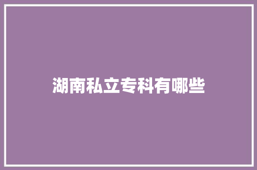 湖南私立专科有哪些