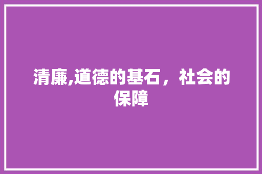 清廉,道德的基石，社会的保障