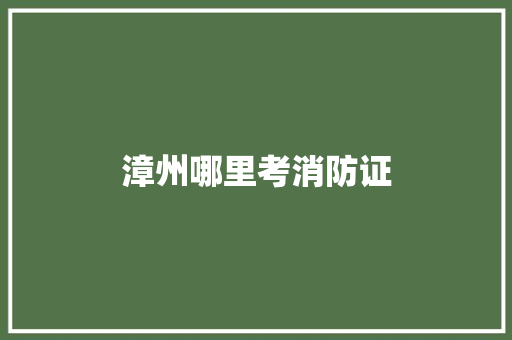 漳州哪里考消防证