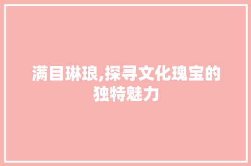 满目琳琅,探寻文化瑰宝的独特魅力