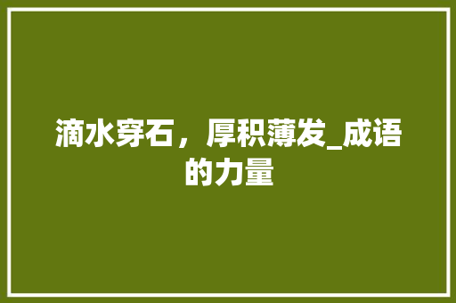 滴水穿石，厚积薄发_成语的力量
