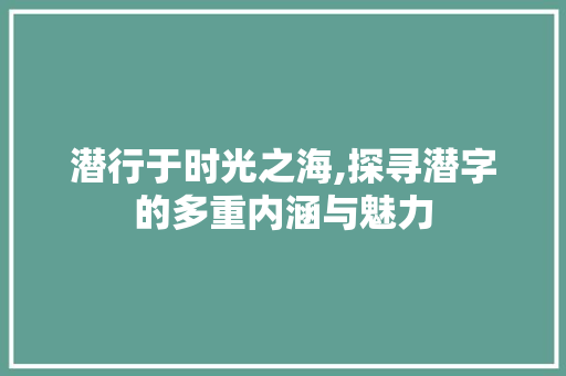 潜行于时光之海,探寻潜字的多重内涵与魅力