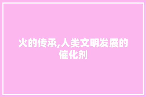 火的传承,人类文明发展的催化剂