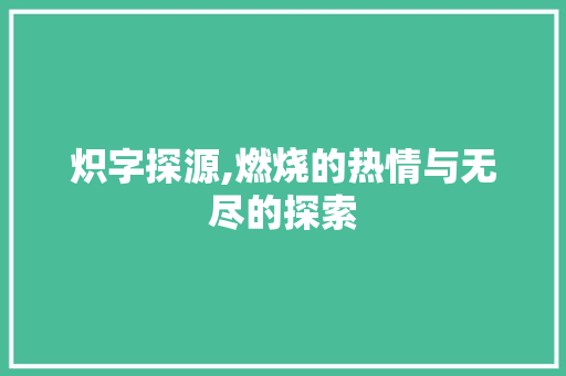 炽字探源,燃烧的热情与无尽的探索