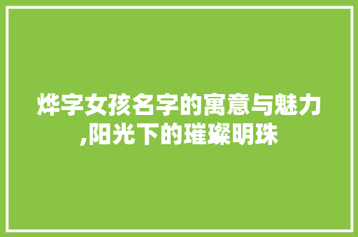 烨字女孩名字的寓意与魅力,阳光下的璀璨明珠