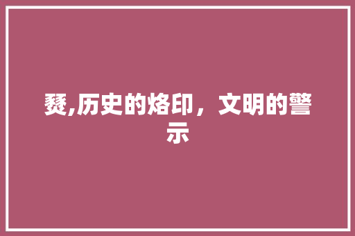 燹,历史的烙印，文明的警示