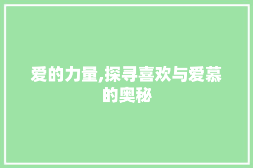 爱的力量,探寻喜欢与爱慕的奥秘