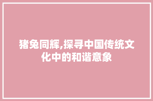 猪兔同辉,探寻中国传统文化中的和谐意象
