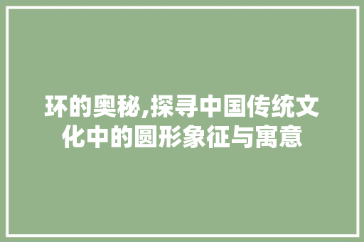 环的奥秘,探寻中国传统文化中的圆形象征与寓意
