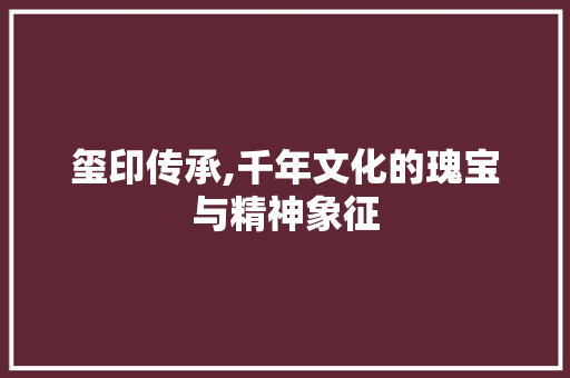 玺印传承,千年文化的瑰宝与精神象征