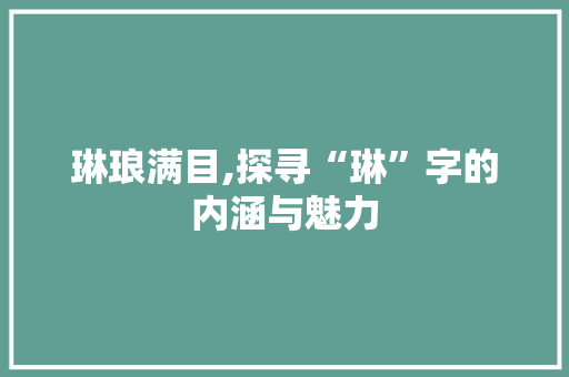 琳琅满目,探寻“琳”字的内涵与魅力