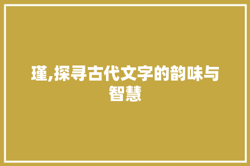 瑾,探寻古代文字的韵味与智慧