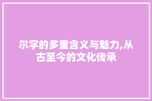 尔字的多重含义与魅力,从古至今的文化传承