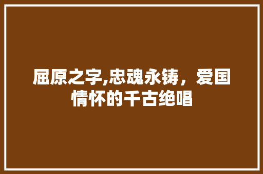 屈原之字,忠魂永铸，爱国情怀的千古绝唱