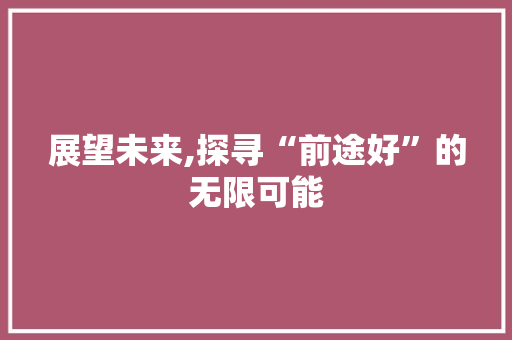 展望未来,探寻“前途好”的无限可能