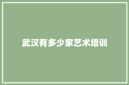 武汉有多少家艺术培训