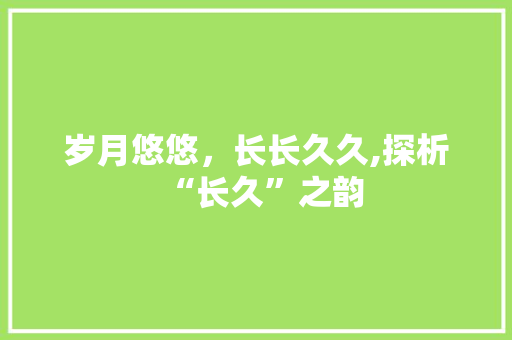 岁月悠悠，长长久久,探析“长久”之韵