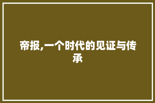 帝报,一个时代的见证与传承