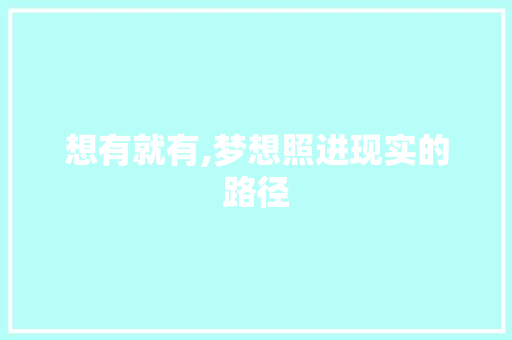 想有就有,梦想照进现实的路径