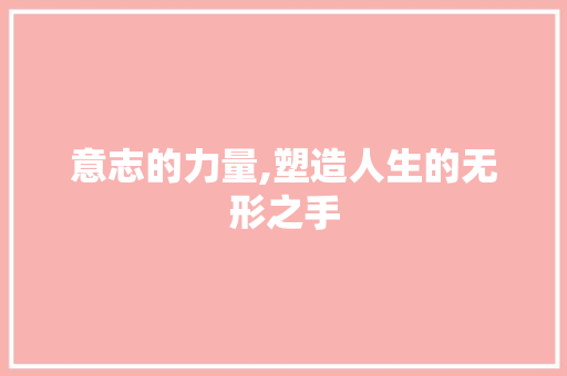 意志的力量,塑造人生的无形之手