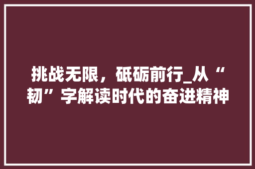 挑战无限，砥砺前行_从“韧”字解读时代的奋进精神