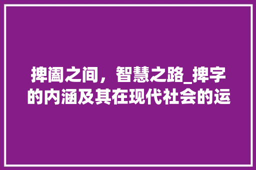 捭阖之间，智慧之路_捭字的内涵及其在现代社会的运用