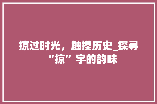 掠过时光，触摸历史_探寻“掠”字的韵味