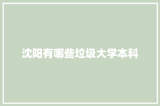 沈阳有哪些垃圾大学本科
