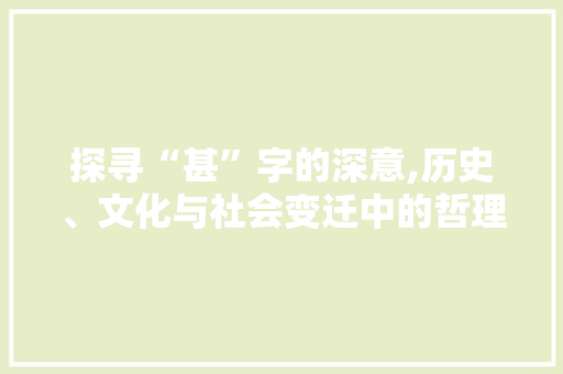 探寻“甚”字的深意,历史、文化与社会变迁中的哲理沉思