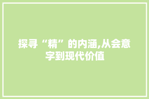 探寻“精”的内涵,从会意字到现代价值