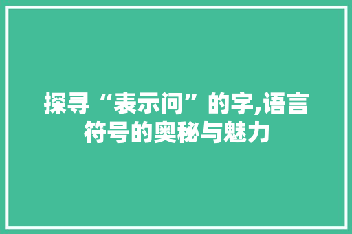 探寻“表示问”的字,语言符号的奥秘与魅力