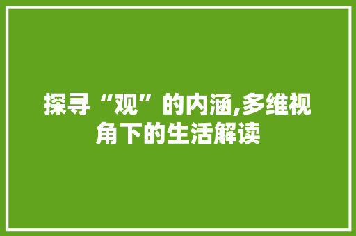 探寻“观”的内涵,多维视角下的生活解读