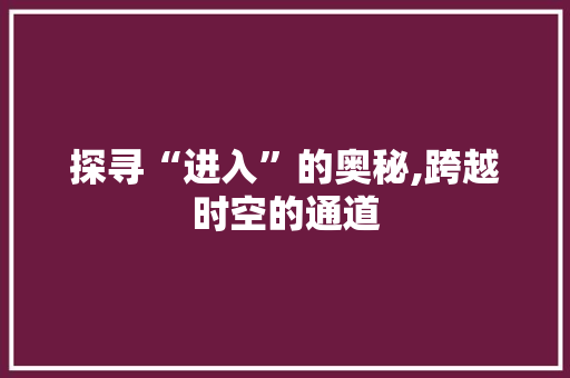 探寻“进入”的奥秘,跨越时空的通道