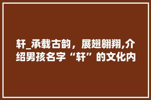 轩_承载古韵，展翅翱翔,介绍男孩名字“轩”的文化内涵与寓意