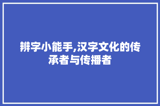 辨字小能手,汉字文化的传承者与传播者