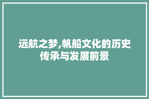 远航之梦,帆船文化的历史传承与发展前景