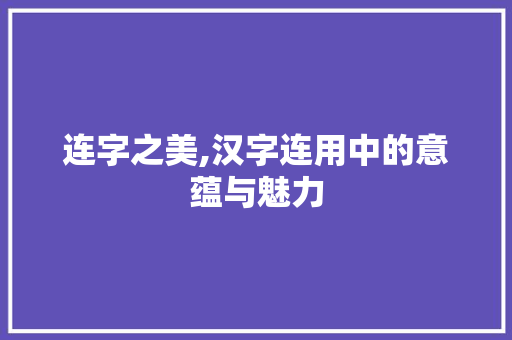 连字之美,汉字连用中的意蕴与魅力