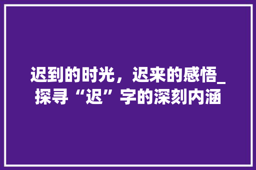 迟到的时光，迟来的感悟_探寻“迟”字的深刻内涵