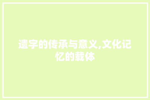 遗字的传承与意义,文化记忆的载体