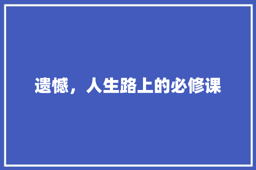 遗憾，人生路上的必修课