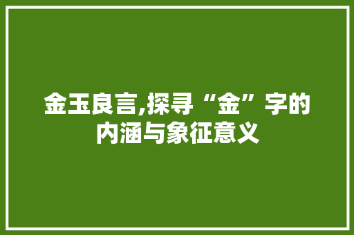金玉良言,探寻“金”字的内涵与象征意义