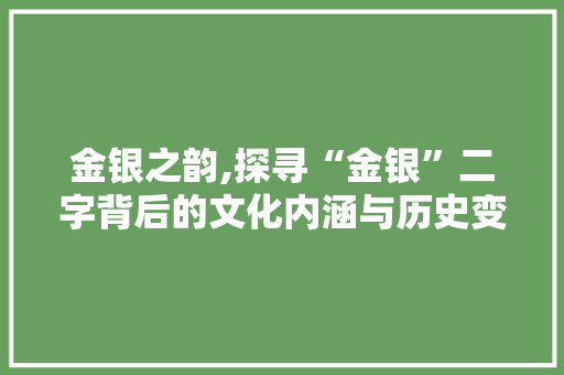 金银之韵,探寻“金银”二字背后的文化内涵与历史变迁